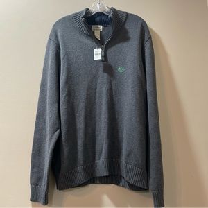 LL Bean Sweater Adult Large Gray 1/4 Zip Pullover Mens 287736 100% Cotton
